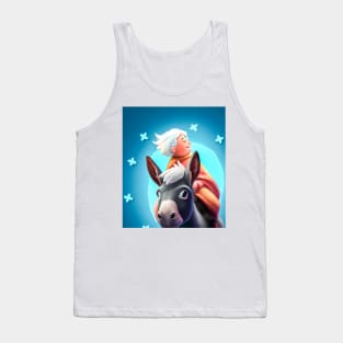 White-Haired Little Old Lady on a Donkey Tank Top